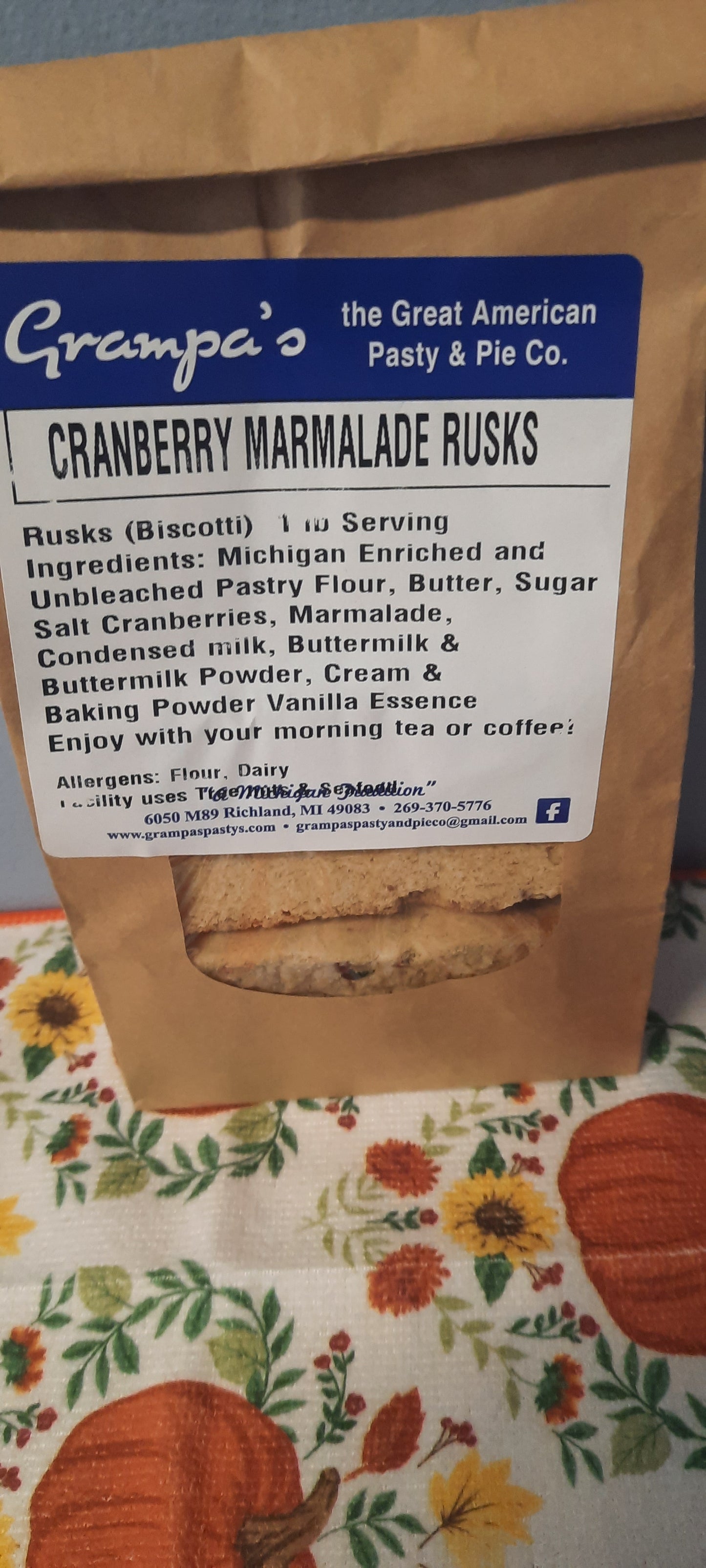 Cranberry Citrus Marmalade Rusks (Biscotti) / Coffee Dunkers -1 lb / 8 count / 1lb