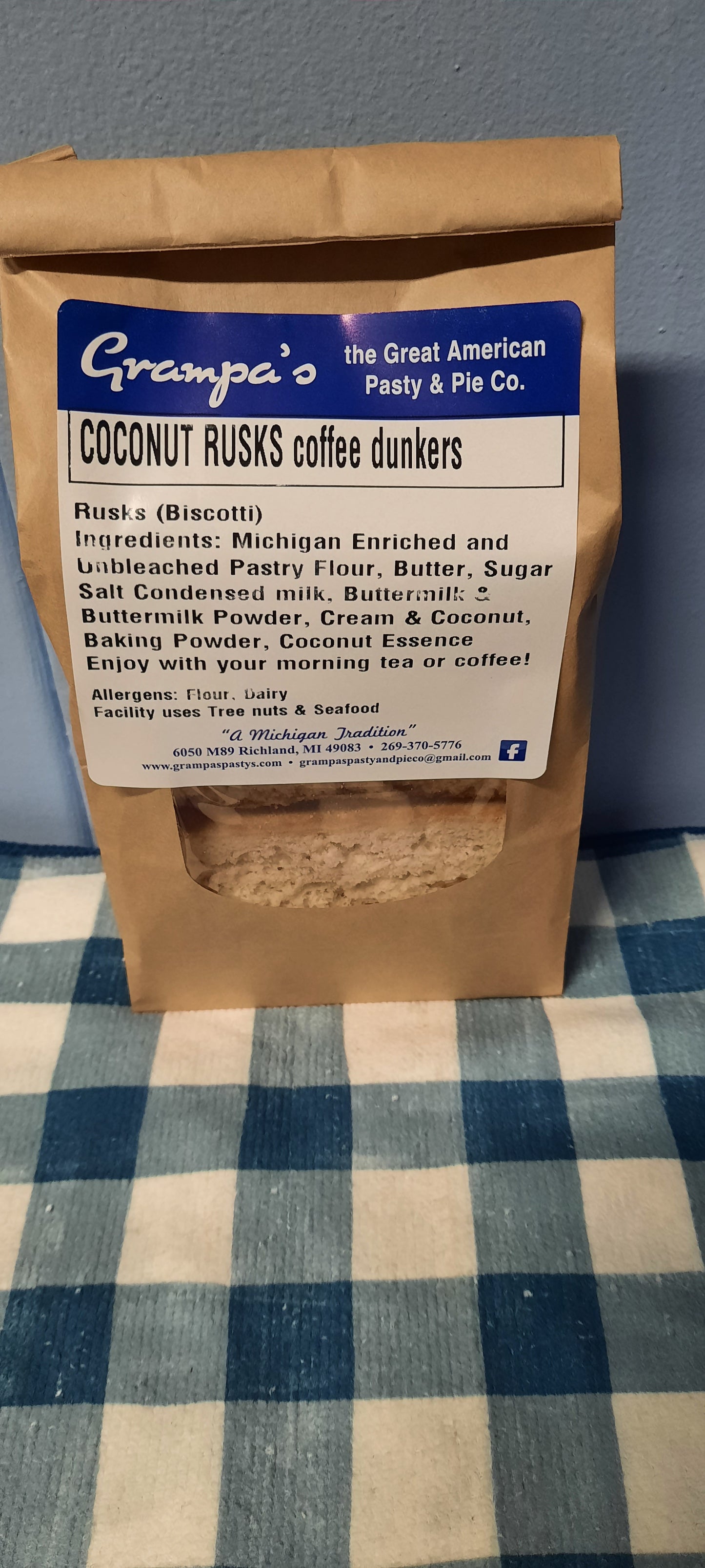 Rusks (Biscotti) Coconut flavor / Coffee Dunkers - 8 count