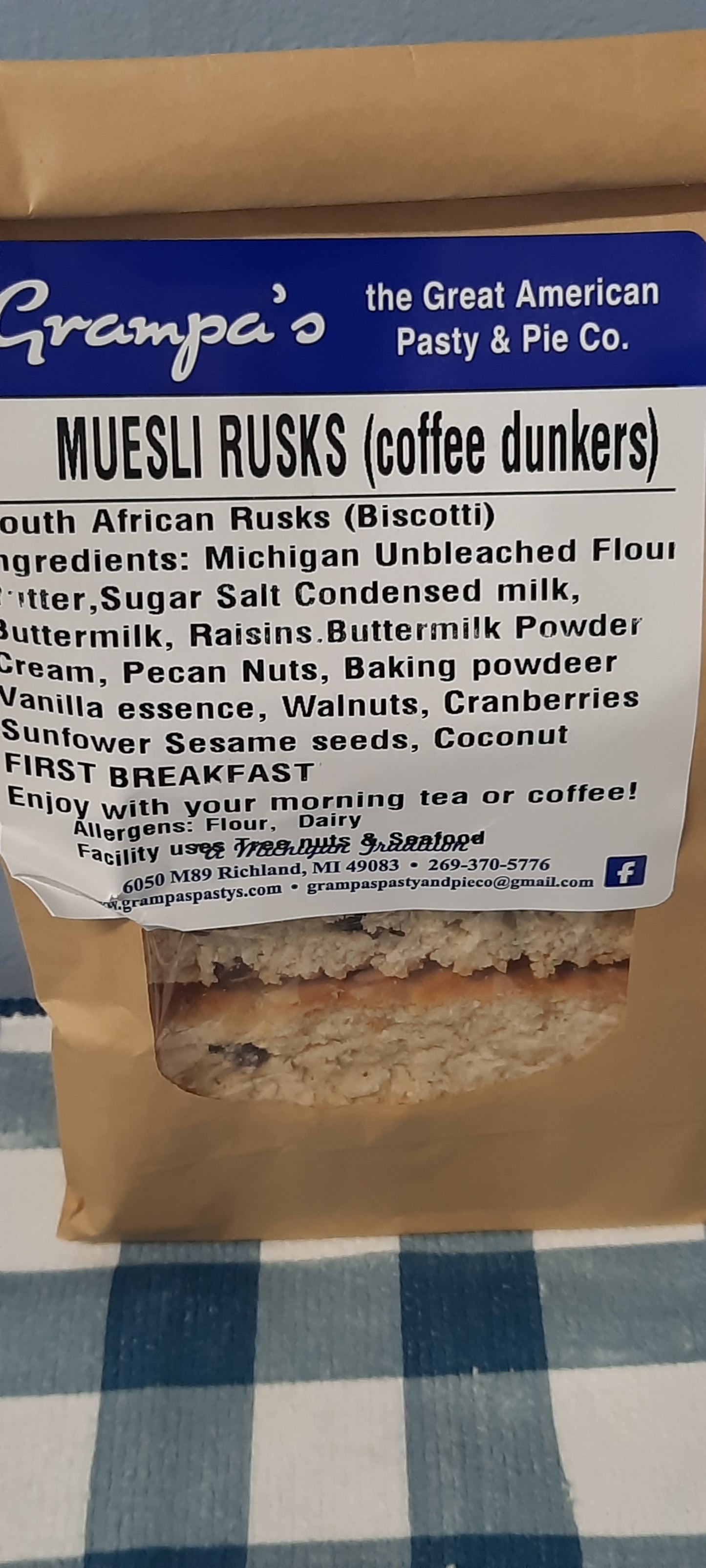 Rusks (Biscotti) Muesli flavor / Coffee Dunkers - 8 count